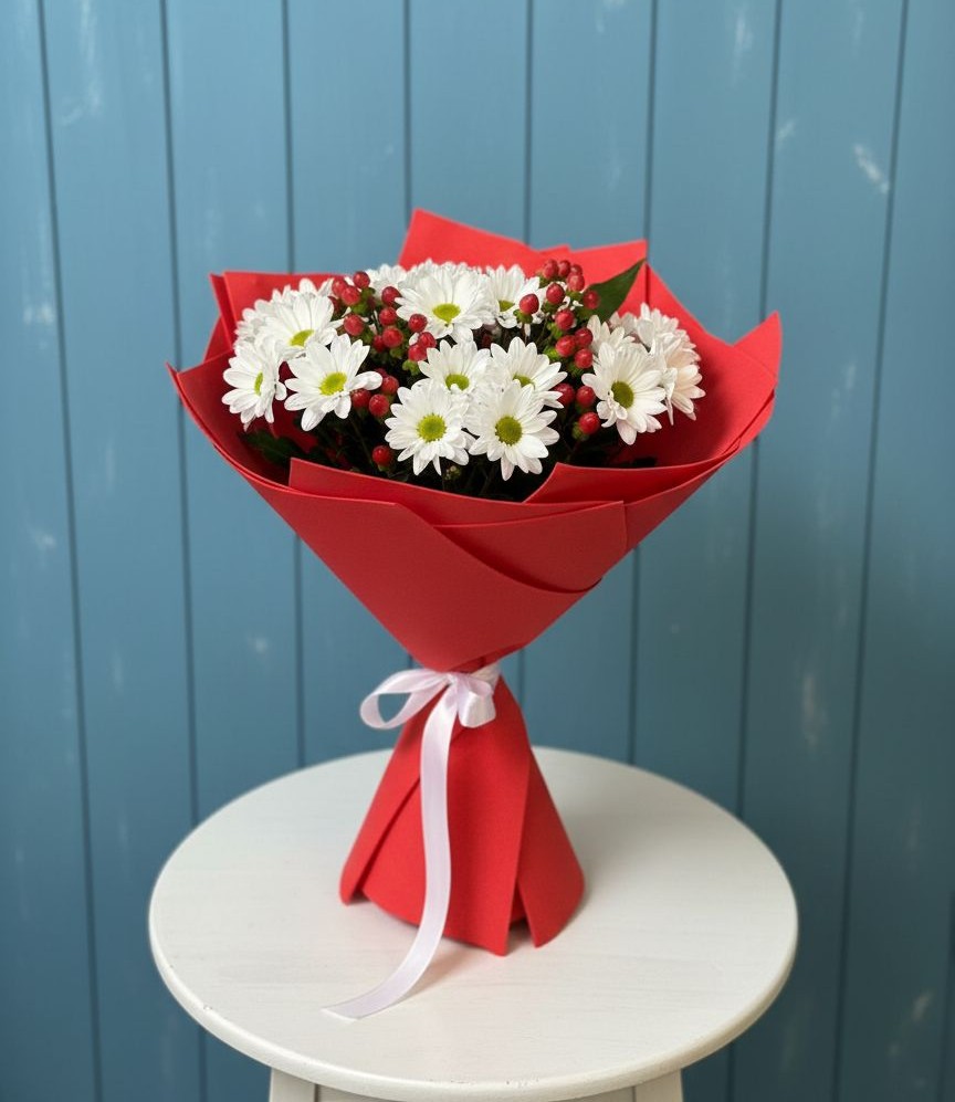 Букет цветов из: Хризантемы в Зелёную Поляну