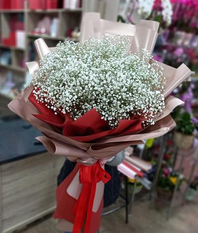 Букет цветов из: Гипсофила в Зелёную Поляну