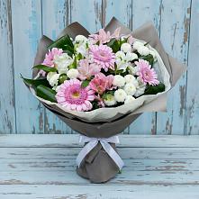 Букет цветов из:  Герберы, Альстромерии и Хризантемы в Зелёную Поляну