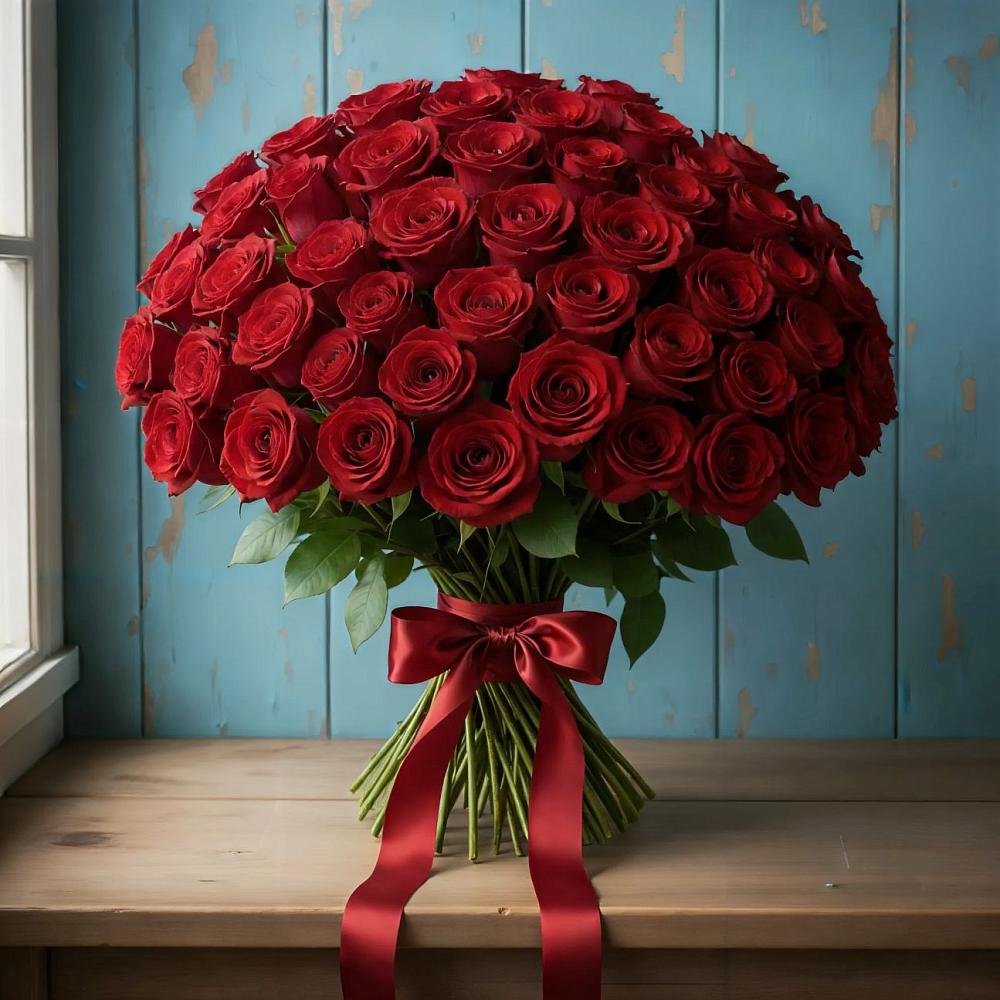 Букет Красные розы Блэк Меджик в Зелёную Поляну