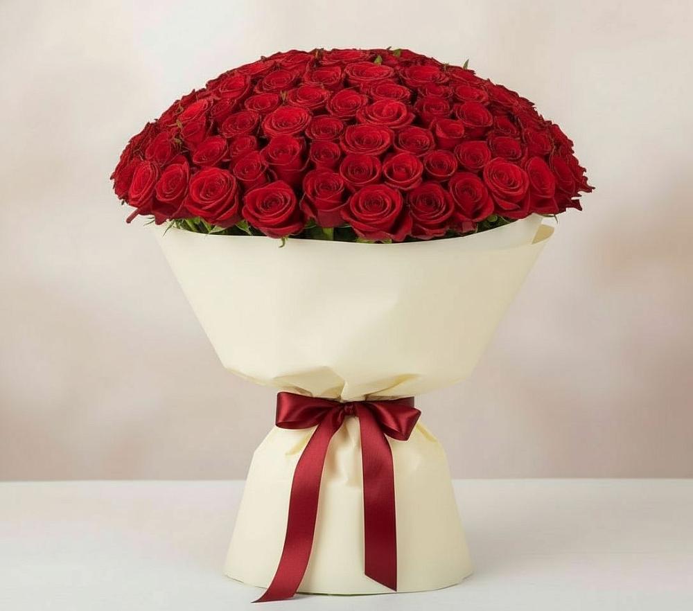 Букет 101 Красная роза Милано в Зелёную Поляну