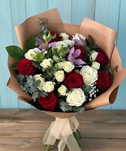 Букет цветов из:  Розы и Альстромерии в Зелёную Поляну