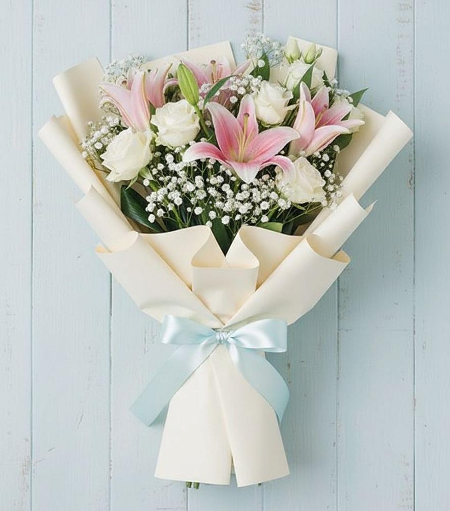 Букет цветов из: Лилии в Зелёную Поляну