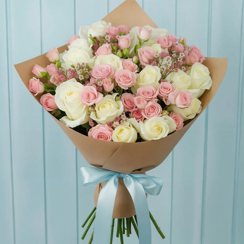 Букет цветов из: Розы в Зелёную Поляну