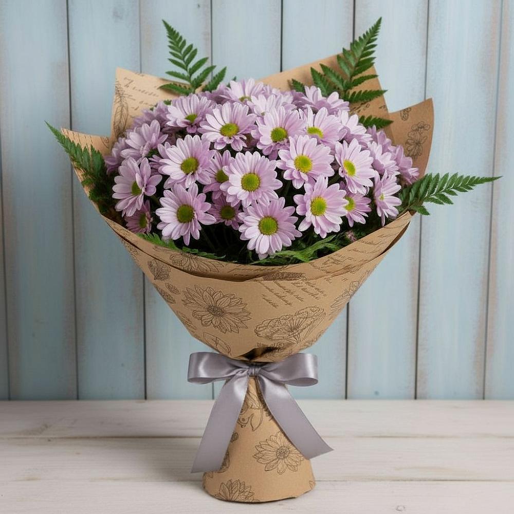 Букет цветов из: Хризантемы в Зелёную Поляну