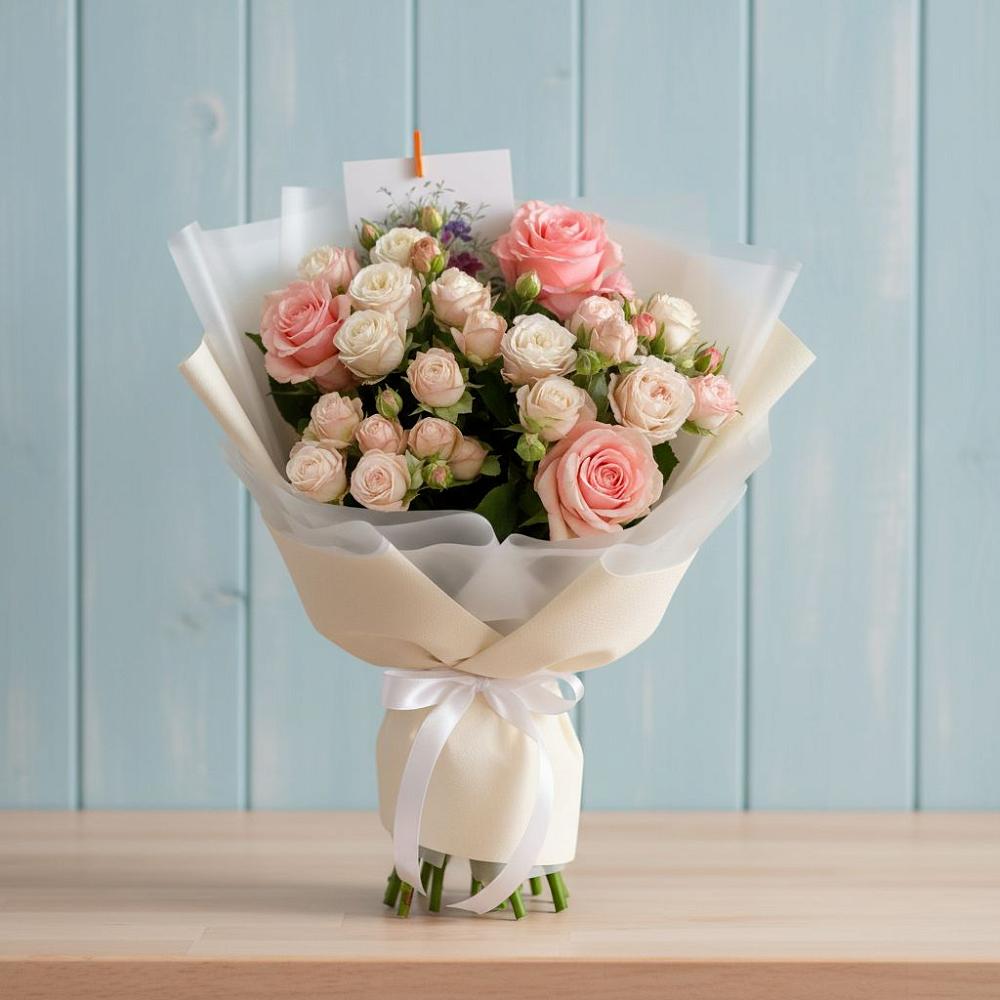 Букет цветов из: Розы в Зелёную Поляну