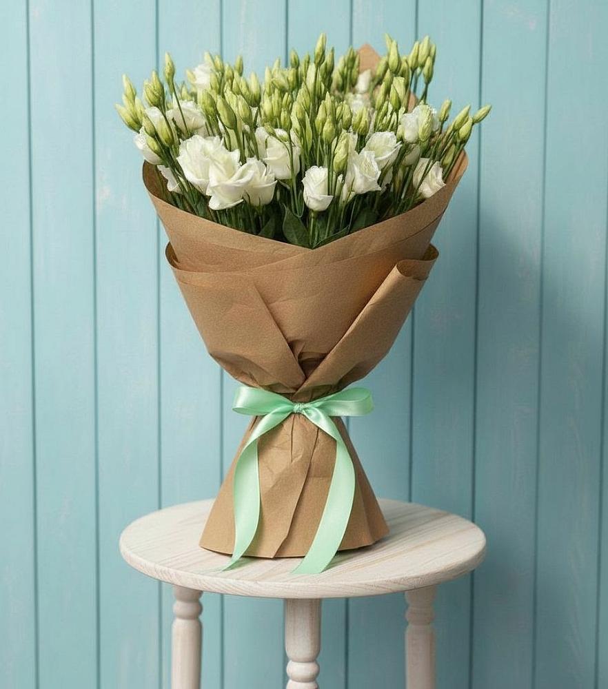 Букет цветов из: Лизиантусы в Зелёную Поляну