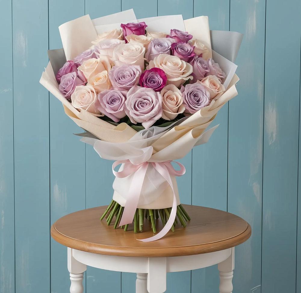 Букет цветов из: Розы в Зелёную Поляну