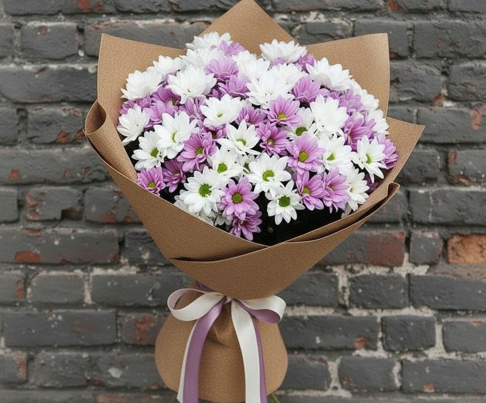 Букет цветов из: Хризантемы в Зелёную Поляну