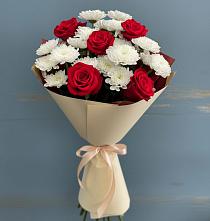 Букет цветов из:  Розы и Хризантемы в Зелёную Поляну