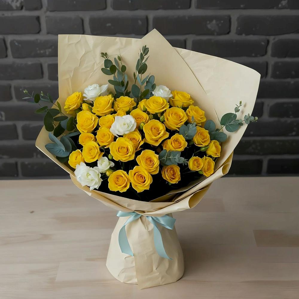 Букет цветов из: Розы в Зелёную Поляну