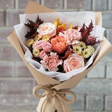 Букет цветов из:  Гвоздики, Хризантемы и Розы в Зелёную Поляну