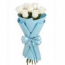 Букет 7 белых роз Проуд в Зелёную Поляну