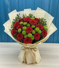 Букет цветов из:  Розы и Хризантемы в Зелёную Поляну