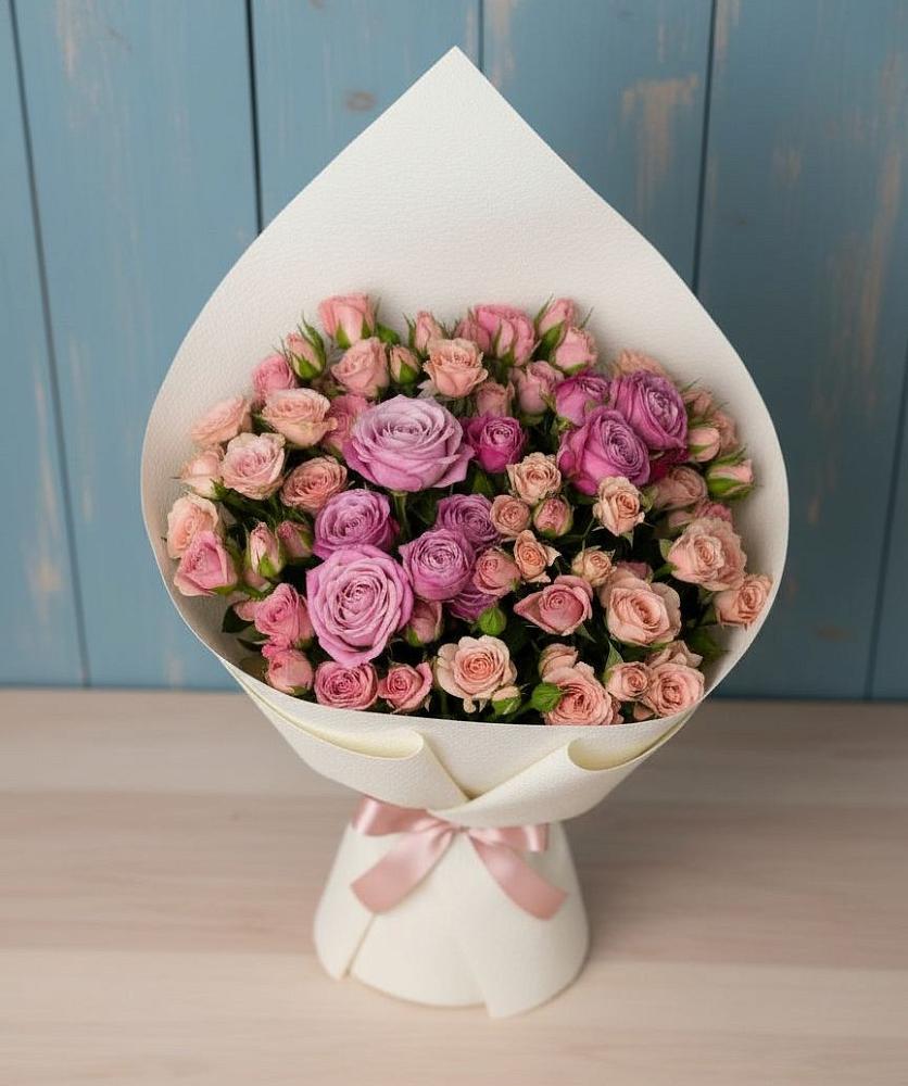 Букет цветов из: Розы в Зелёную Поляну