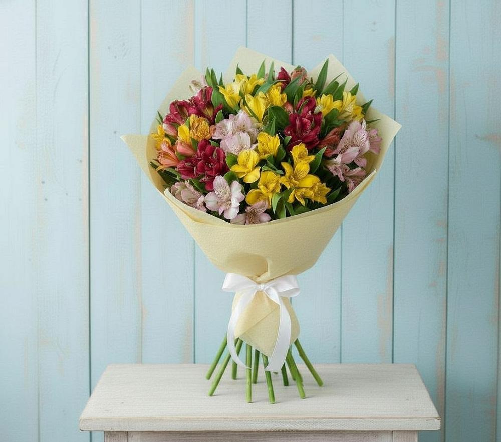 Букет цветов из: Альстромерии в Зелёную Поляну