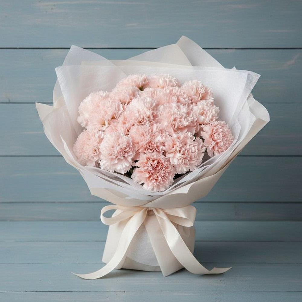 Букет цветов из: Гвоздики в Зелёную Поляну