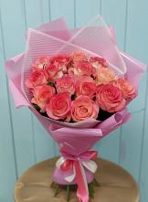 Букет 15 Розовых роз Равель в Зелёную Поляну